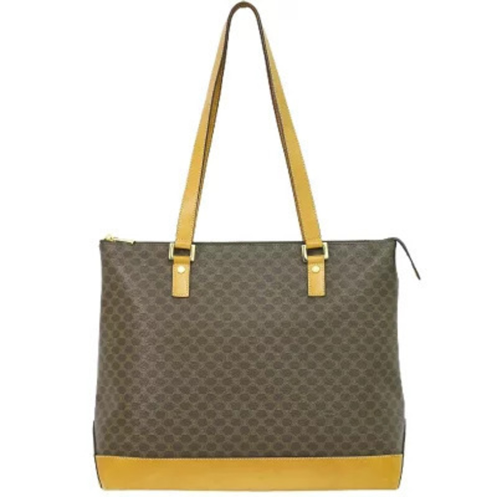 Celine Macadam Shoulder Bag Tote Brown